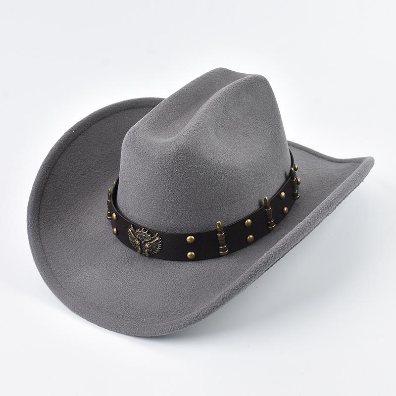 Men Women Western Cowboy Hat with Leather Vintage Big-edge Gentleman Cowgirl Hat Cloche Church Caps