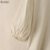 ZANZEA Women Casual V-Neck Solid Color 3/4 Sleeve Blouse