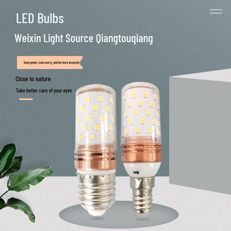 

Kuangtouqiang E27/E14 Tri-Color Dimmable Candle Bulb, 360° Illumination, Shadowless, Energy-Saving Corn Light 12W Large base E27