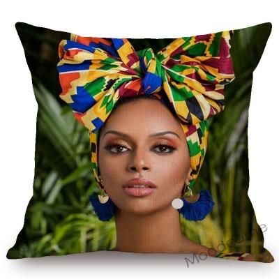 Fashion Magazine Cover Africa Girl Woman Black Beauty Headscarf Decorative Sofa Pillow Case Linen Home Decoration Cushion Cover
