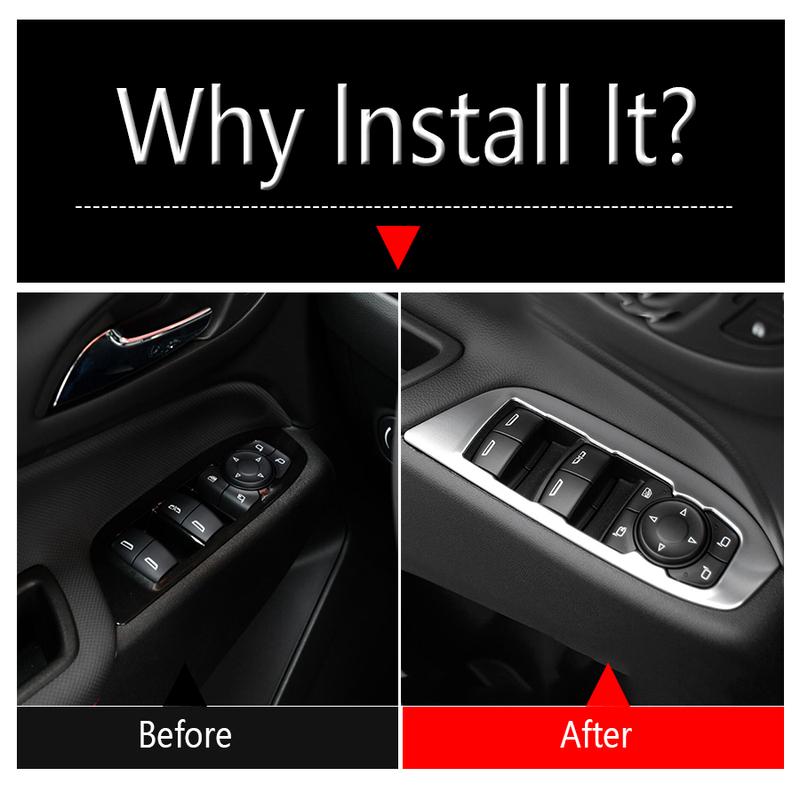 Car Inner Door Armrest Window Glass Lift Switch Button Panel Cover Trim Stainless Accessories For Chevrolet Equinox 2017 -