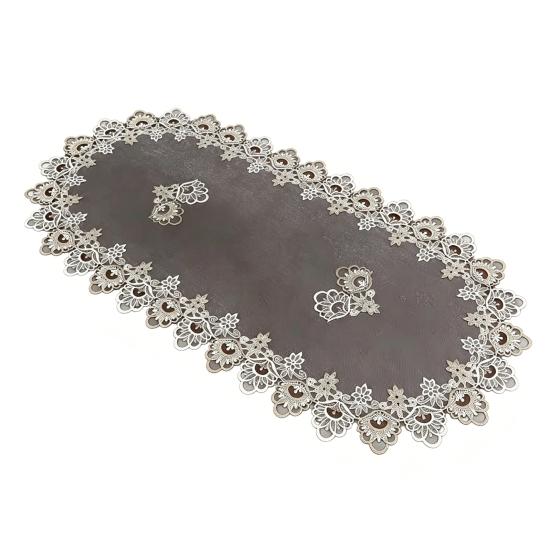 Oval Lace Table Runner, Vintage Table Runner Doily, Retro Lace Table Runner Floral Placemat for Coffee Table Dining Table Decor 90*40cm A