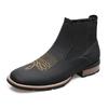 Fashion Men's Chelsea Boots High Quality Casual Leather Boots Retro Ankle Boots for Men Embroidery Western Cowboy Boot Botas Masculinas