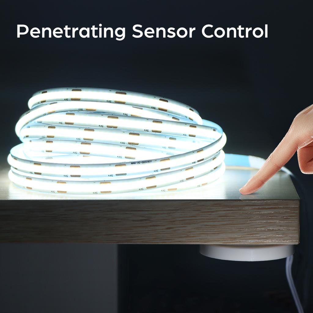 Dimmable USB 5V COB LED Light Strip With Penetrable Wood Panel 25mm Wireless Touch Sensor Switch For Closet Wardrobe Night Light