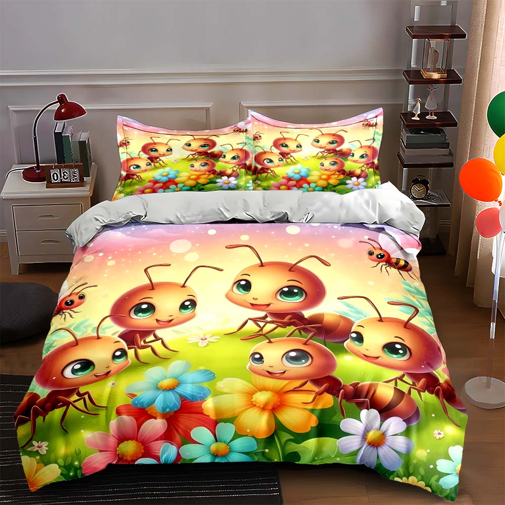 

Cheerful ants meadow. Bedding Duvet cover sets Duvet covers Pillowcases gifts (1 * Duvet Cover 2 * Pillowcases, without duvet insert) 135x200cm