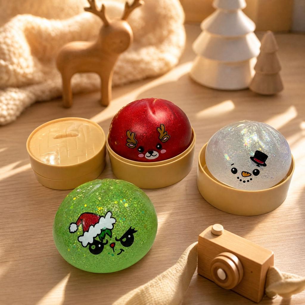 Christmas Baozi Toy with Steamer Basket, Slow Rising Toy