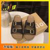 Thick-bottomed beach lazy cool slippers Korean version of casual one-word buckle with Boken slippers women's summer wear 2025 new models