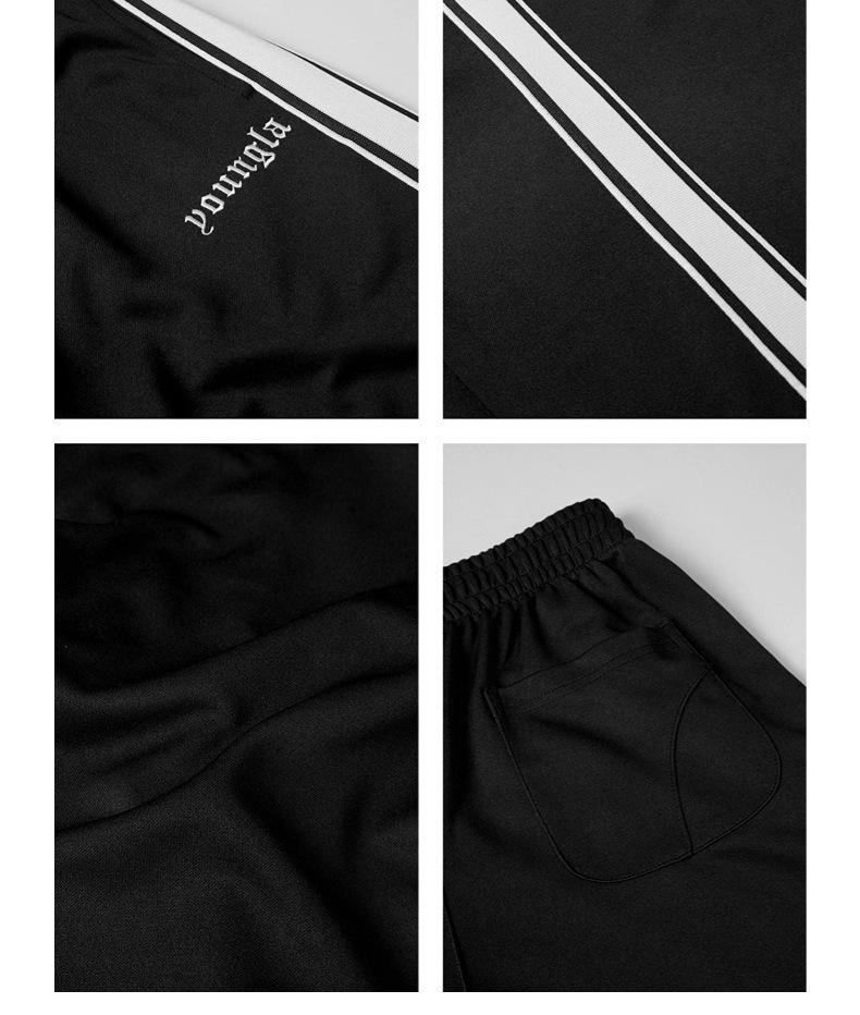 YOUNGLA Men's Patchwork Stripe Track Pants - Casual Embroidered Gym Sportswear