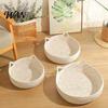 Panier Nid de Couchage pour Chat Corde de Coton Animal de Compagnie avec Design d'Oreilles Tissé à la Main pour Chats Chiots Lapins Petits Animaux Coussin
