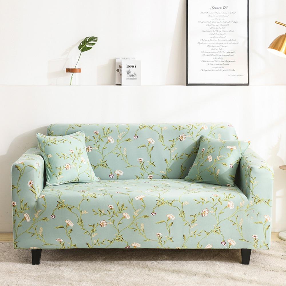 Milk Silk Sofa Cushion Printing All-inclusive Solid Color Lazy Cover Elastic Three-person Sofa Cover