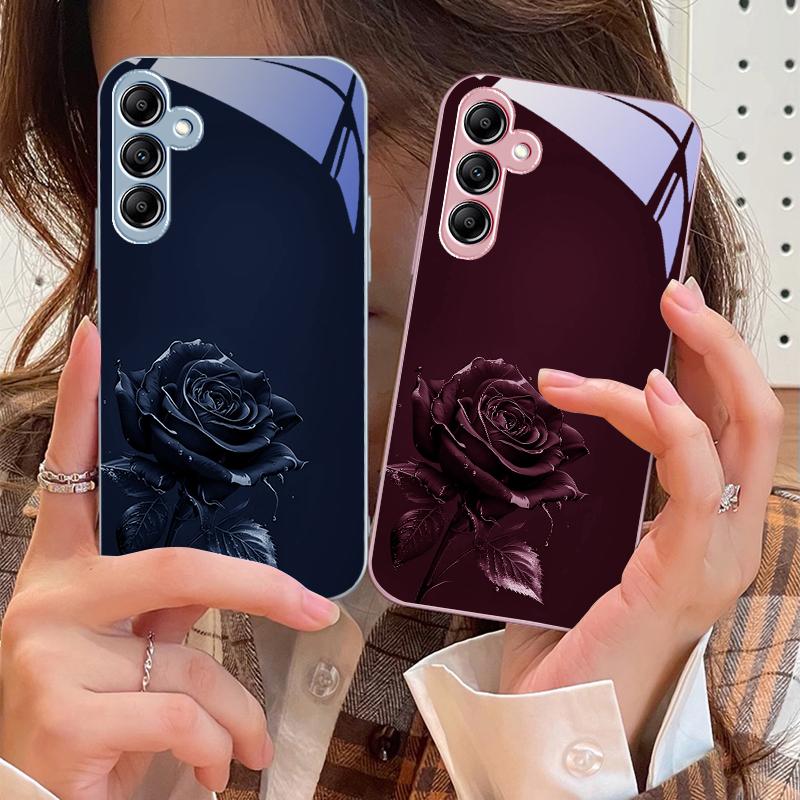 The Dark Golden Rose For Samsung A 73 72 71 70 56 55 54 53 52 51 50 42 35 34 33 32 31 26 25 24 23 22 30 20 Glass Phone Case