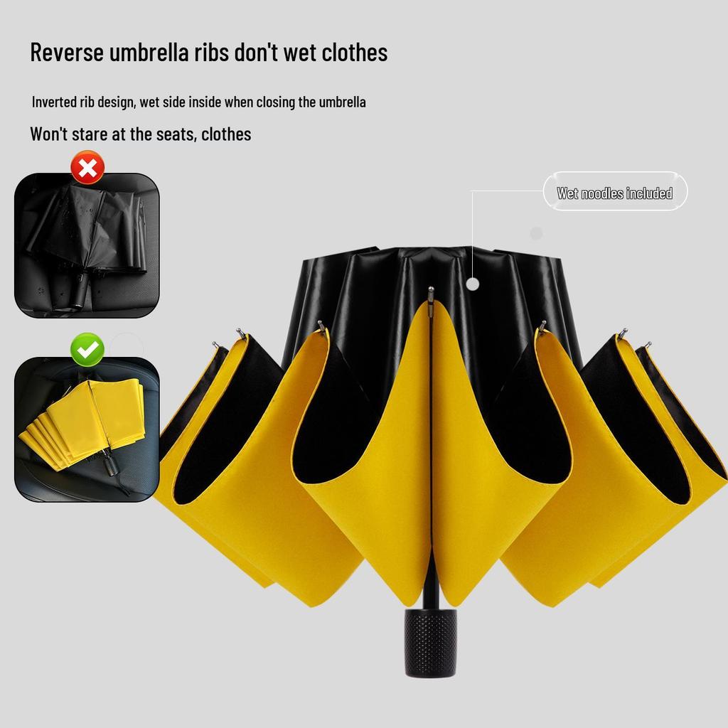 Large 3-Person Umbrella: Reinforced, Dual-Use for Sun and Rain, with Black Glue Sunscreen.