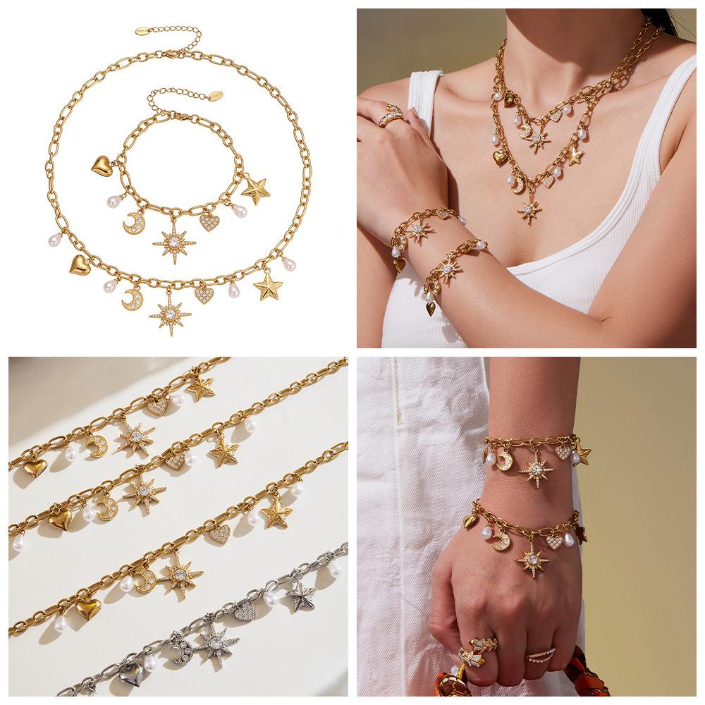 Oumaijia Zircon Star & Pearl DIY Necklace and Bracelet Set