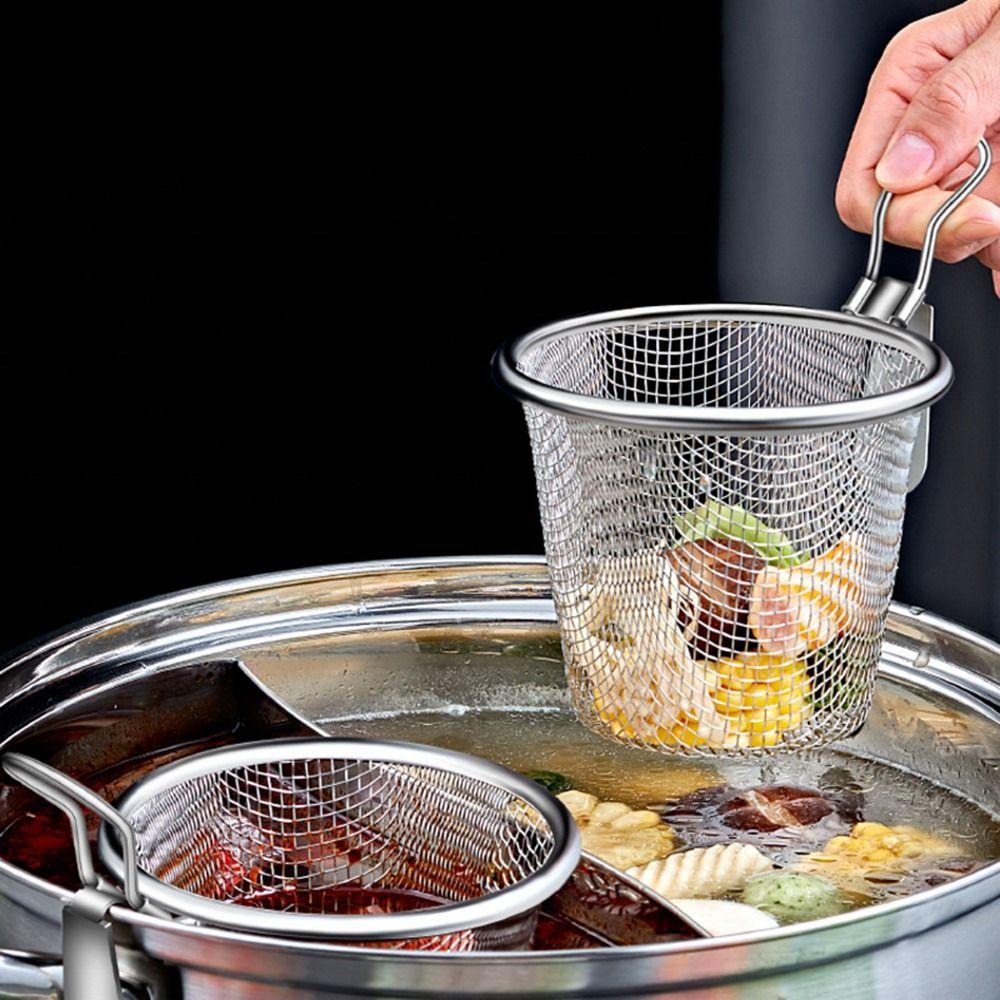 Restaurant Hot Pot Mesh Net Stainless Steel Fry Basket Skimmer Food Sieve Slotted Spoon Colander