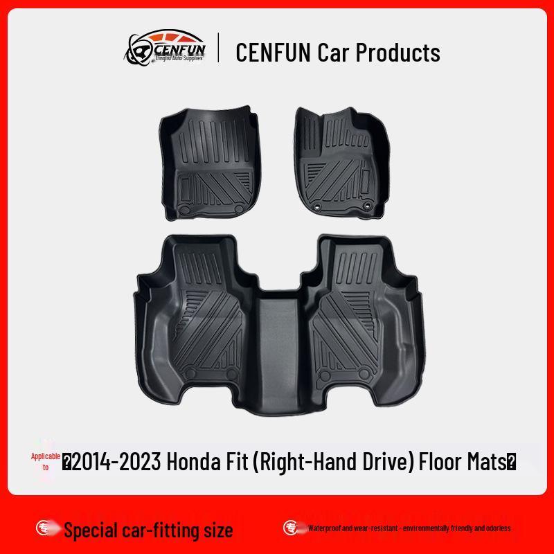 Tappetini Pavimento Doppio Strato per Honda Fit/Shuttle con Guida a Destra - Superficie in Moquette BGE e Materiale TPE