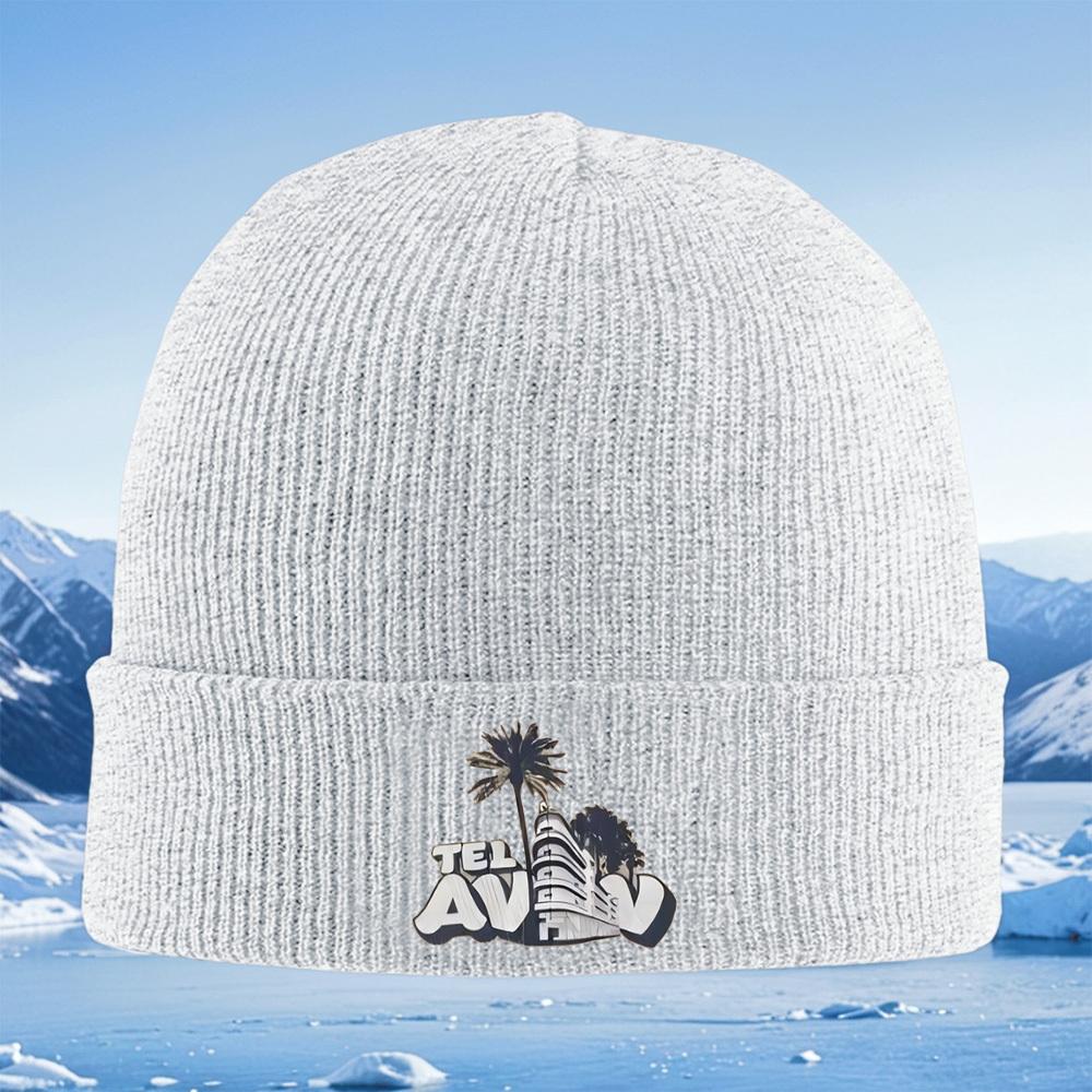 Tel Aviv Building Palm Tree Letters Men Women Unisex Knitted Hat Beanie Pullover Cap Winter Thermal Warm Christmas Outdoor Cycli
