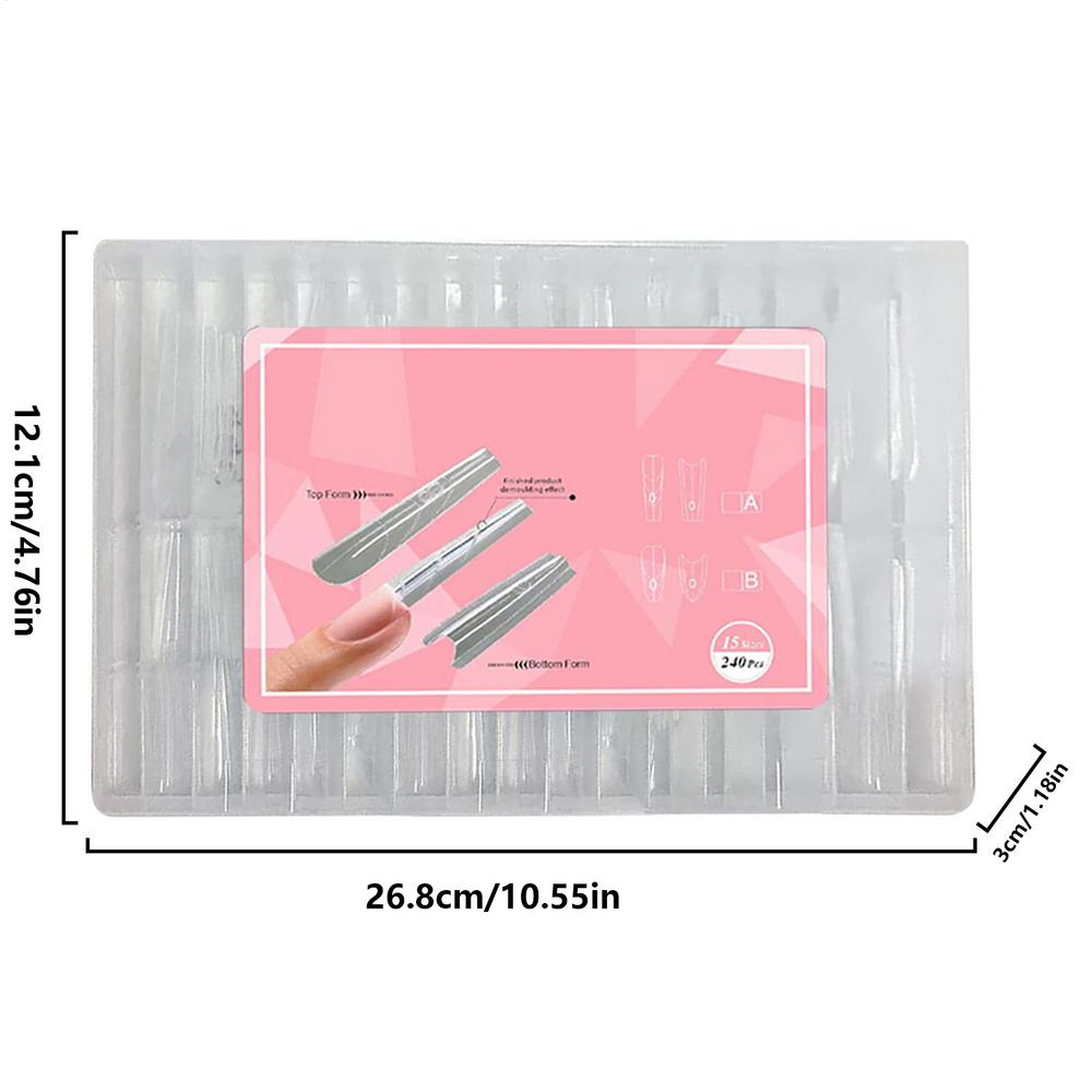 

240 шт. Прозрачные формы для ногтей для французского маникюра, формы для ногтей с полным покрытием для полигеля, многоразовые акриловые формы для ногтей, нейл-арт