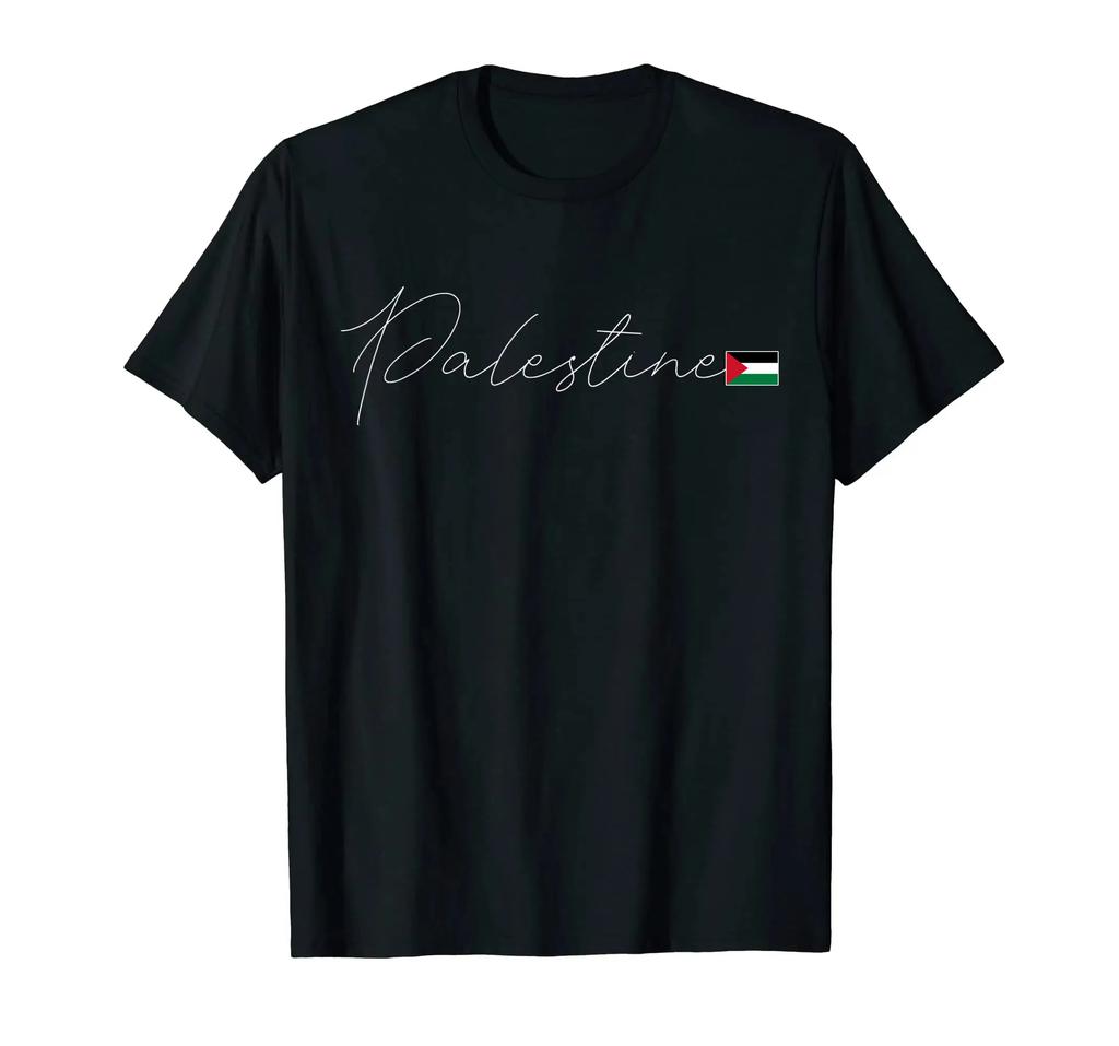 100% Cotton 2024 Palestinian Flag Printed Name T-Shirt Men'S Pse T-Shirt Street Hip Hop Clothing Casual Fashion T Shirt Top