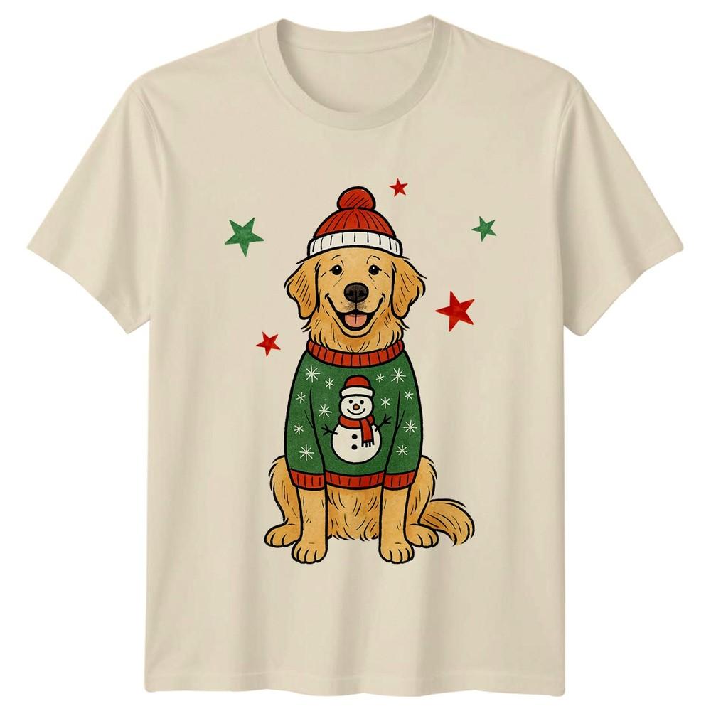 Golden Retriever Christmas Dog Holiday Animals Unisexs TShirt Unisexs Graphic Top