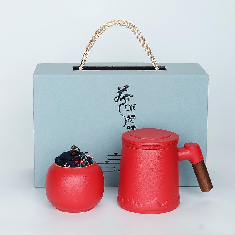 Ceramic Tea and Water Separation Office Mug - Simple Brewing Cup for Business Gifts