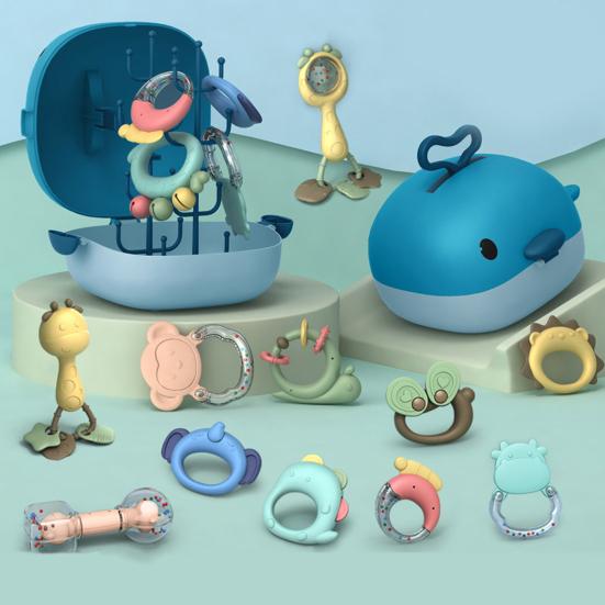 

1 комплект, детский прорезыватель с коробкой для хранения, погремушка, пищевой материал, детские силиконовые прорезыватели, игрушки для новорожденных