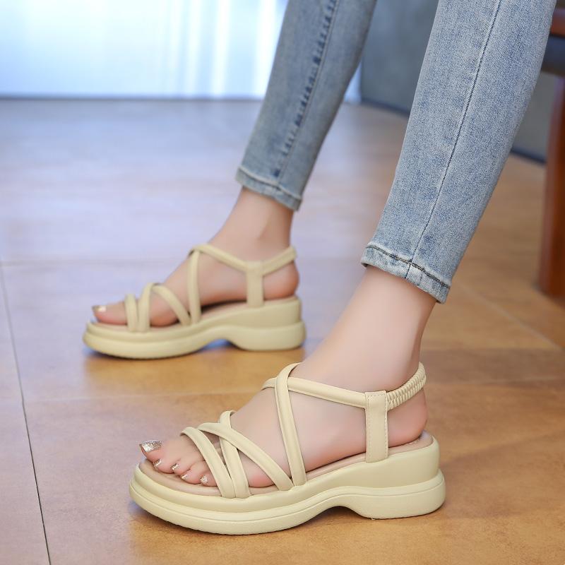 Fashion CRLAYDK Classic Women's Sandals Elastic Band Comfort Platform Ladies Straps Shoes Summer Beach Walking Casual Dressy Slippers