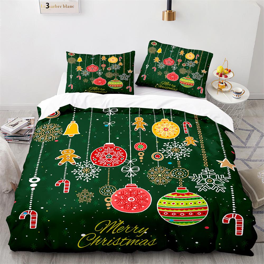 Christmas Duvet Cover Set King Queen Full Size Snowflake Gold Deer Pattern Holiday Bedding Set Polyester Comforter Cover for Kid