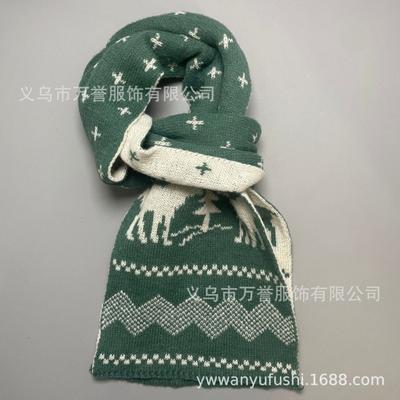 Christmas Scarf Women's Winter Senior Outdoor Street Red Versatile Jacquard Elk Warm Knitted Scarf
