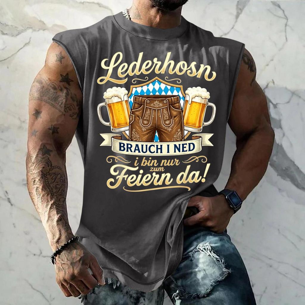 Męski Tank Top Bez Rękawów Luźny Krój Codzienny Streetwear Letnia Koszulka na Mięśnie Graficzny Nadruk Festiwal Piwa Codzienny Ubiór