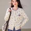 Zuose Cartoon Pattern Jacquard Knit Cardigan
