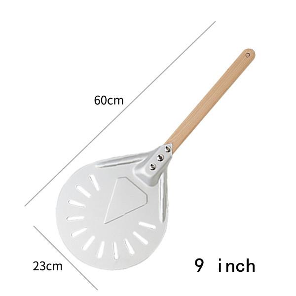 7/8/9 Inch Aluminum Perforated Pizza Peel Metal Round Pizza Paddle Non Slip Wooden Handle Pizza Spatula Shovel Baking Tools