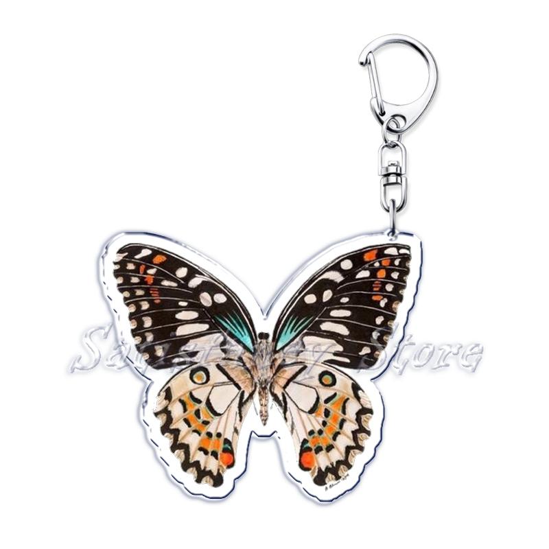 Beautiful Lavender Flower Monarch Butterfly Keychains Ring for Accessories Bag Butterflies Pendant Key Chain Jewelry Fans Gifts