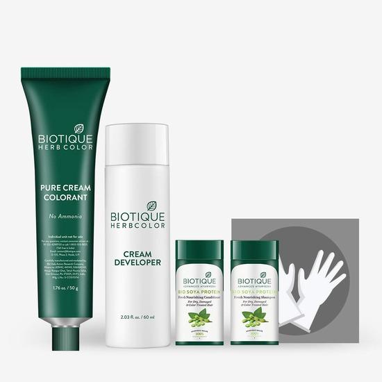 Biotique Herbcolor Balsam Hårfarge l Ammoniakkfri Hårfarge l 50g + 110ml| Brun 4N (Pakke med 1)