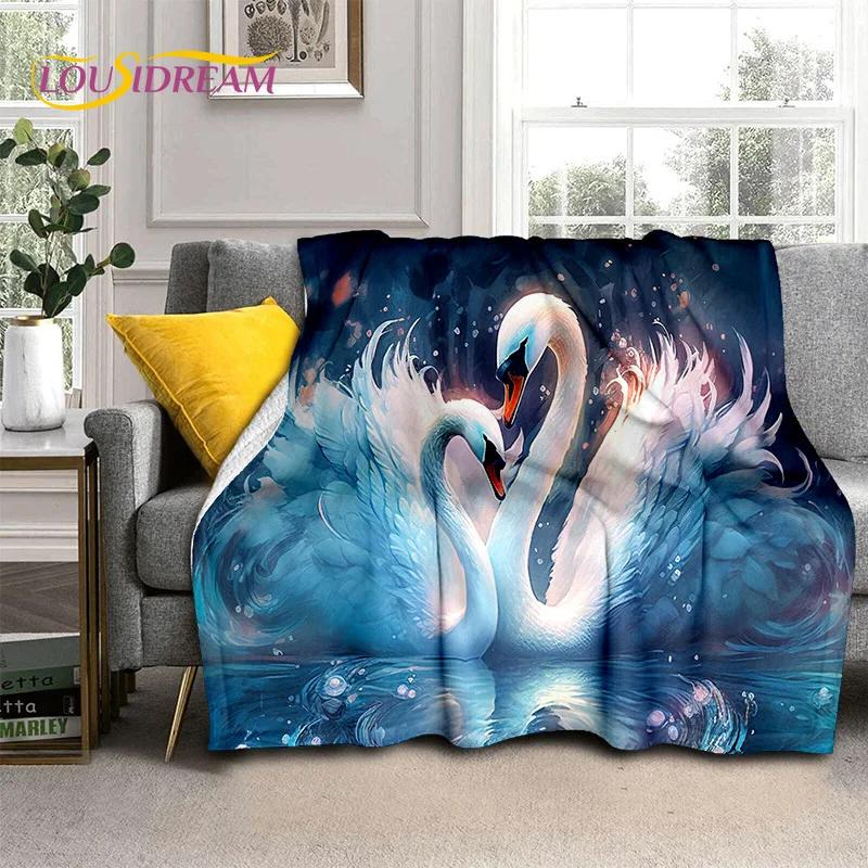 3D Dream Love Swan Cartoon Cygnus Girl Gift Blanket,Soft Throw Blanket for Home Bedroom Bed Sofa Picnic Travel Cover Blanket Kid