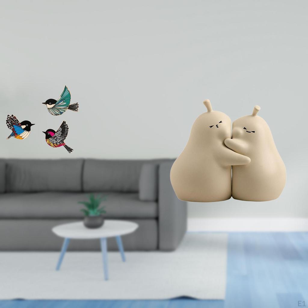 Wooden Bird Wall Art And Hugging Pear Book Stand Ceramic Bookend Fine Workmanship Bookshelf Ornament