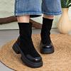 Vintage Britse Stijl Laarzen voor Dames Zomer Nieuw Warm Veelzijdig Dikke Zool Blokhak Korte Laarzen Stretch Slanke Laarzen Comfortabel Zachte Zool Antislip