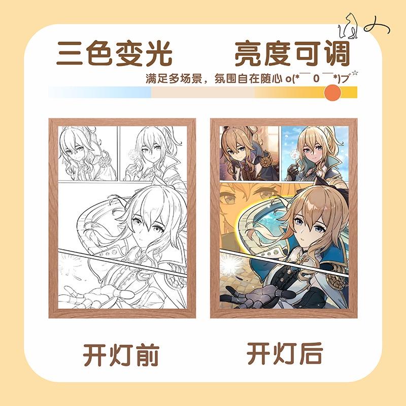 Light Painting Genshin Impact Figure Ganyu Hutao Yoimiya Night Lamp