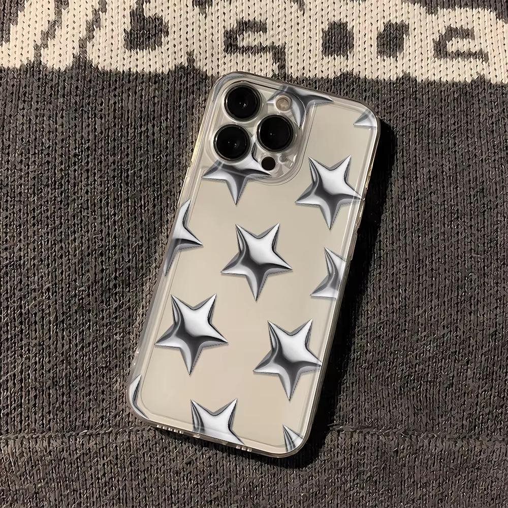 

Rose red star Print Clear Phone Case for iPhone 17 Pro Max 16 15 Pro 14 13 12 11 XR 17Air 16 Plus Silicone Cover iPhone Air