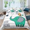 Boys Cartoon Elephant Duvet Cover Lovely Animal Theme Bedding Set Full For Girls Boys Kawaii Room Decor Microfiber Quilt Cover