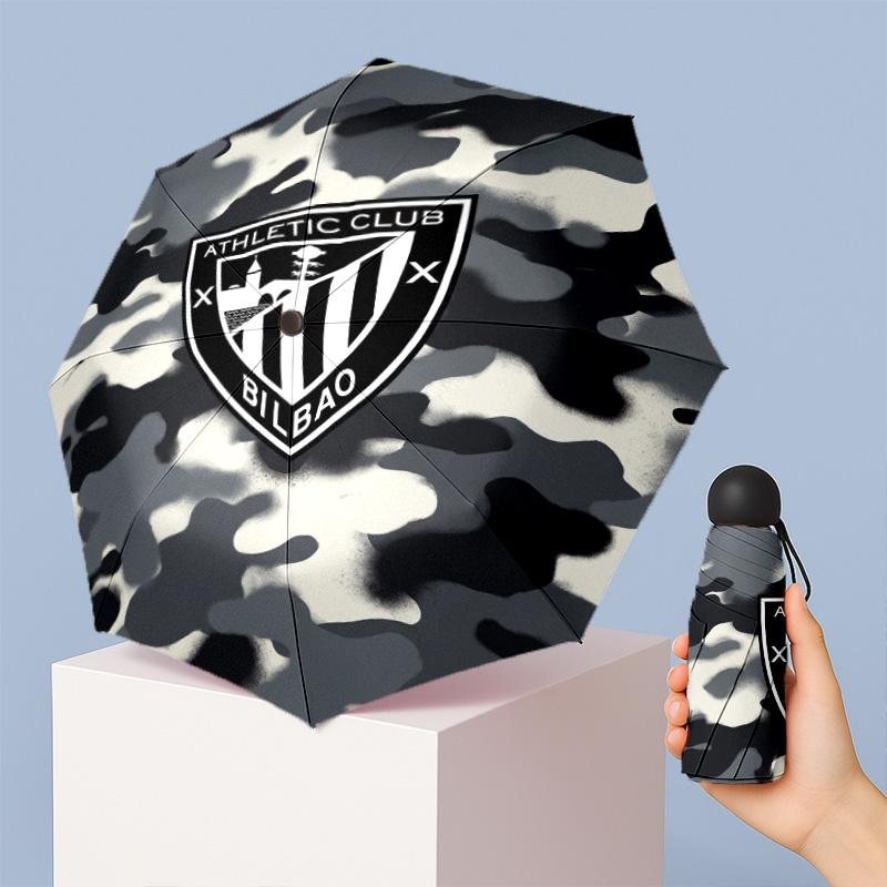 Athletic Bilbao Football Pattern Printed Mini 5 Folds 8 Ribs Compact Umbrella Windproof Waterproof Lightweight Portable Folding
