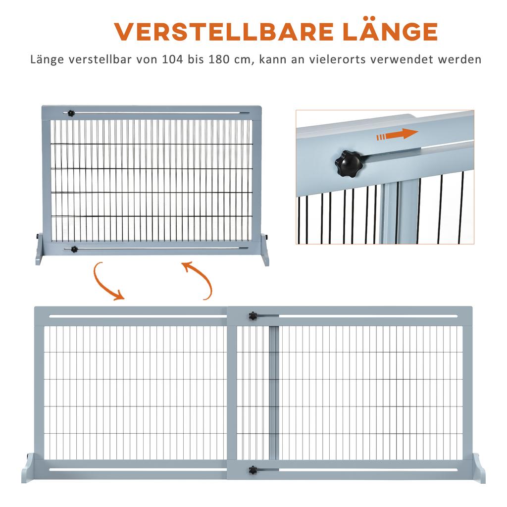 Freestanding Dog Gate, Foldable Pet Fence, Indoor Wood Barrier, Stair Gate with Support Feet, for Doorway, Hallway, Small and Medium Dogs