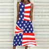 Oversized Women Sleeveless Round Neck Dress Elegant Mixed Floral Print Flowy Mid Length Dress