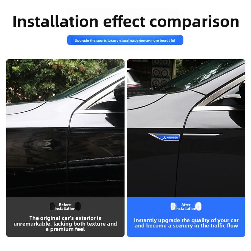 jbvr8 Car Metal Door Side Fender Logo Sticker Emblems Decals For Mitsubishi Outlander Lancer ASX Eclipse Pajero EVO Triton Attrage