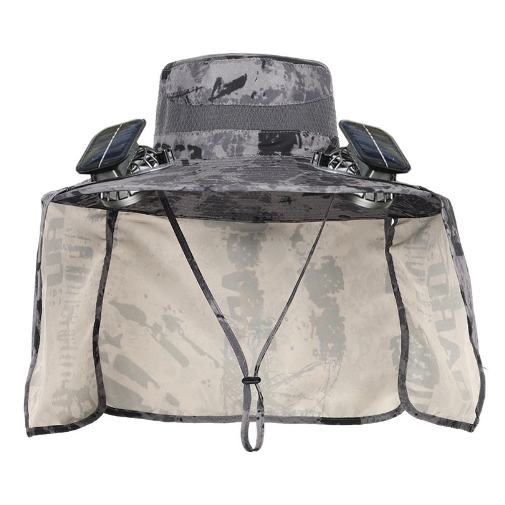 Sun Protection Sun Hat with 2 Solar Fan Fishing Hat  for Fishing Hiking Mountaineering