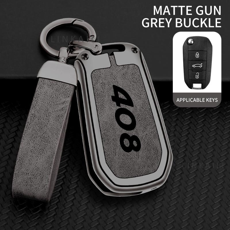 Custodia Portachiavi Auto in Lega e Vera Pelle di Alta Qualità Adatta per Peugeot 408 Custodia Portachiavi Auto 2014 Accessori Auto