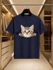 2026 New Arrival 100 Cotton Tshirt 3d Zipper Crack Tabby Cat Print Cute Pet Crew Neck Casual Short Sleeve