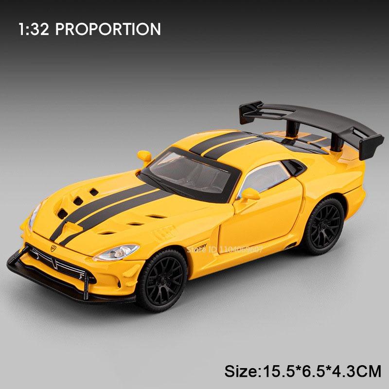 

1:32 Camaro SS Viper Model Toy Supercars Metal Diecast Shock Absorption Exquisite Interior Pull Back Sports Car Toys for Kids