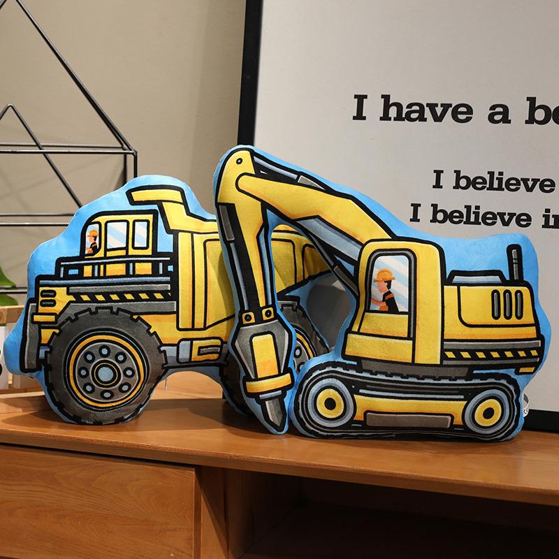 Giocattoli Morbidi Divertenti da Costruzione Cartone Animato Bulldozer Escavatore Camion Bambola di Pezza Morbido Cuscino da Abbraccio Cuscino per Sedia Regalo Bambini Ragazzi Tempo di Gioco