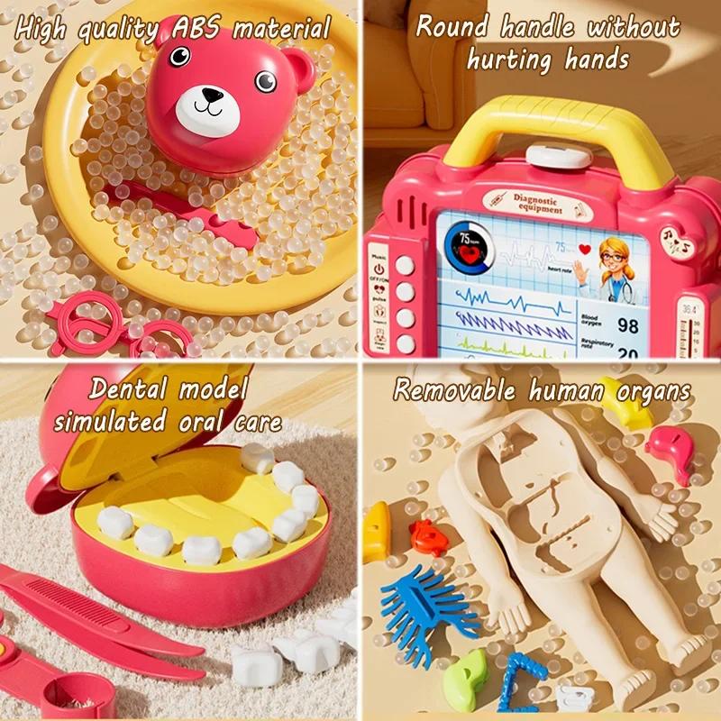 Non-Toxic Kids Pretend Play Dental Play Educational Toy Gift Doctor Toy Set Simulation Nurse Injection Stethoscope Sound Light Medical Kit
