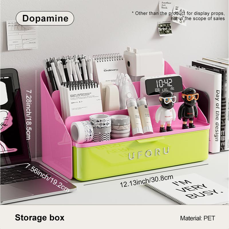Desk organizer, student stationery drawer, home and office organizer with pen holder, multi-purpose storage box